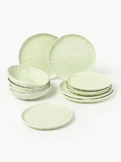 Westwing Collection Vajilla de porcelana con relieves Sali, 4 comensales (12 pzas.)^ Vajillas Completas|Menaje De Mesa