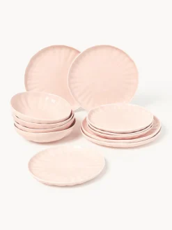 Westwing Collection Vajilla de porcelana con relieves Sali, 4 comensales (12 pzas.)^ Vajillas Completas|Menaje De Mesa