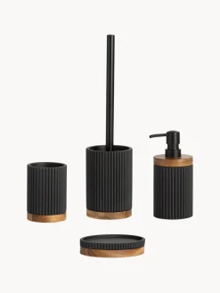 Andrea House Vaso cepillo de dientes con adorno de madera Laura