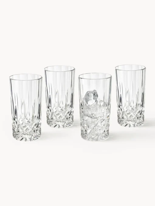 Westwing Collection Vasos altos con relieve de cristal George, 4 uds.