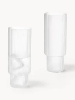 Ferm Living Vasos altos soplados con relieve Ripple, 4 uds.