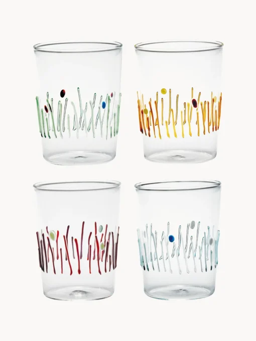 Zafferano Vasos de agua artesanales Quattro Stagioni, 4 uds.