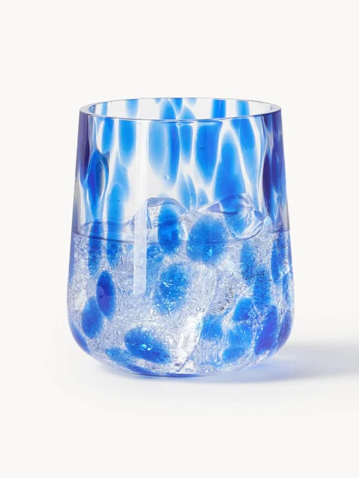 Westwing Collection Vasos de agua artesanales con estampado de lunares Oakley, 4 uds.^ Vasos|Vajillas Completas
