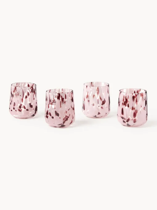 Westwing Collection Vasos de agua artesanales con estampado de lunares Oakley, 4 uds.^ Vasos|Vajillas Completas