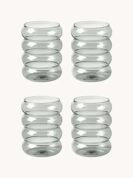 Westwing Collection Vasos de agua soplados Bubbly, 4 uds.^ Vasos|Vajillas Completas