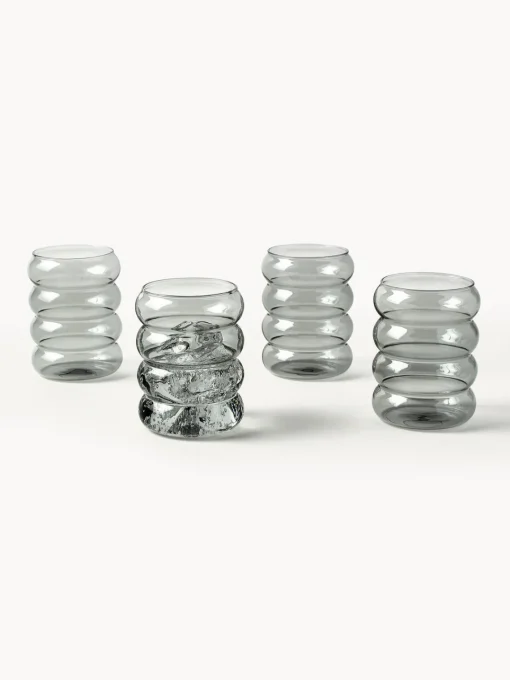 Westwing Collection Vasos de agua soplados Bubbly, 4 uds.^ Vasos|Vajillas Completas