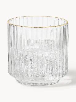 Westwing Collection Vasos de agua soplados con borde dorado Aleo, 4 uds.^ Vasos|Vajillas Completas