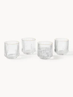 Westwing Collection Vasos de agua soplados con borde dorado Aleo, 4 uds.^ Vasos|Vajillas Completas