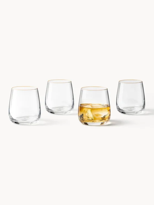 Westwing Collection Vasos de vidrio soplados Ellery, 4 uds.