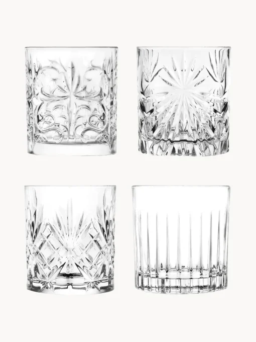 RCR Vasos old fashioned de cristal con relieve Bichiera, 4 uds.