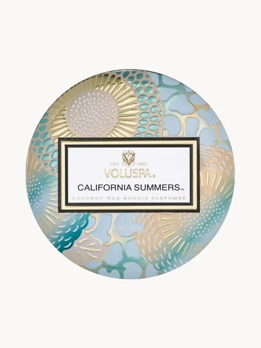 Voluspa Vela perfumada artesanal California Summers (sal marina, vainilla cálida, madera de teca)