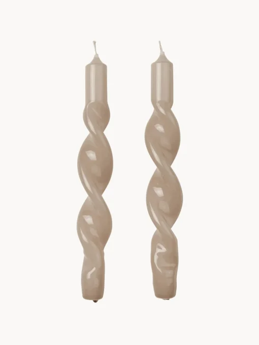 Broste Copenhagen Velas cónicas artesanales Twist, 2 uds.